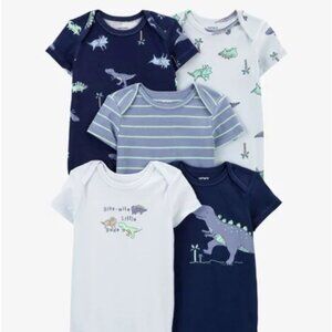 NWOT Carter's Baby 5-Pack Dinosaur Short-Sleeve Bodysuits 6 Months